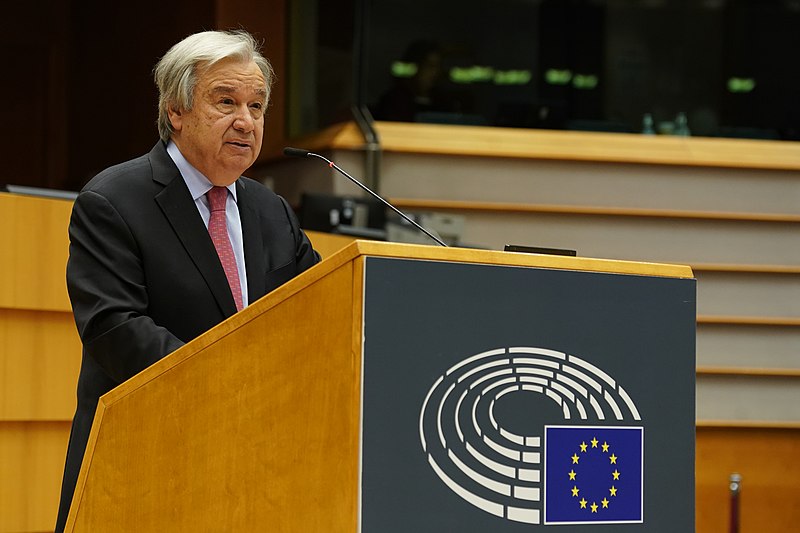 António Guterres, el secretario general de la ONU, en un viaja en Bruselas en el año 2021. Foto: European Parliament/Wikimedia Commons.