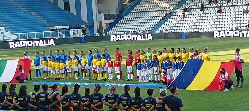 Partido de clasificación para la Copa Mundial Femenina de la FIFA Italia - Rumania, junio de 2022. Foto: Threecharlie/CC BY-SA 4.0, via Wikimedia Commons.