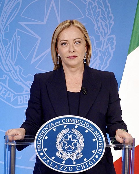 La primera ministra de Italia, Giorgia Meloni, en la Gala NIAF 2022. Foto: Presidenza del Consiglio dei Ministri, Palazzo Chigi/CC BY 3.0, via Wikimedia Commons.