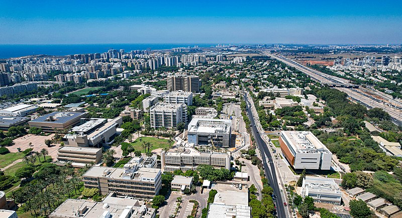 Vista aérea de la parte norte de la Universidad de Tel Aviv. Foto: Ynhockey, CC BY-SA 4.0/via Wikimedia Commons.