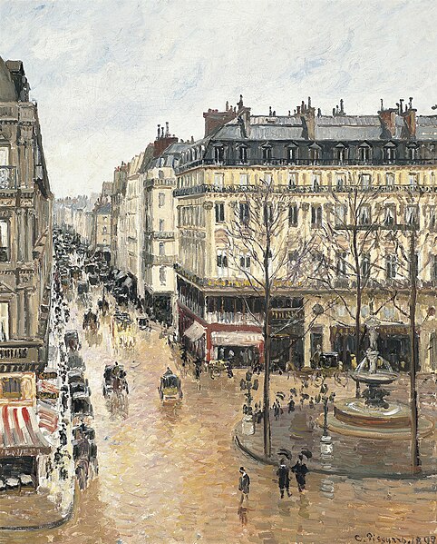 Rue Saint-Honoré por la tarde. Efecto de la lluvia , una pintura de 1897 de Camille Pissarro. Foto: Camille Pissarro/Public domain/via Wikimedia Commons.